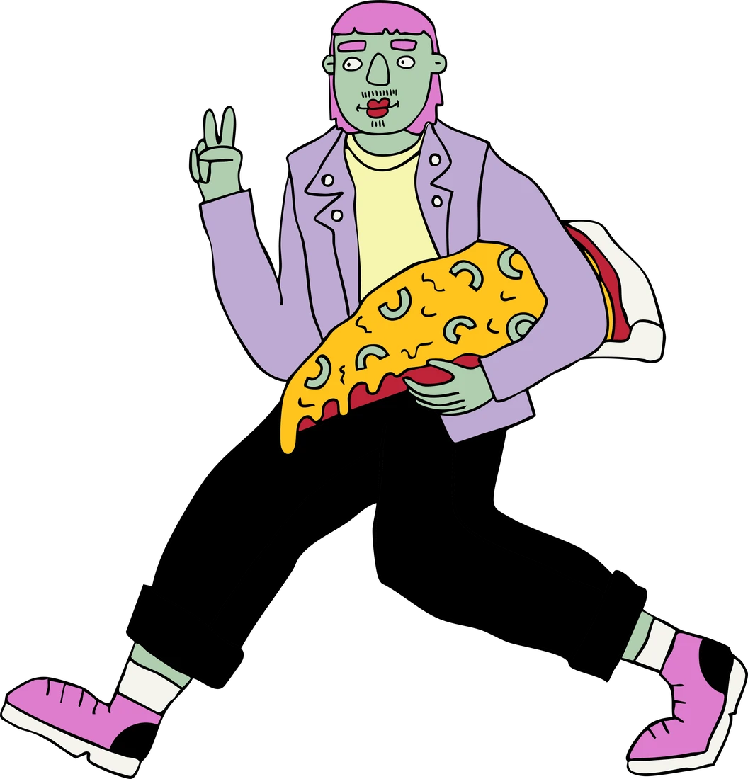 Günni rennt mit Pizza